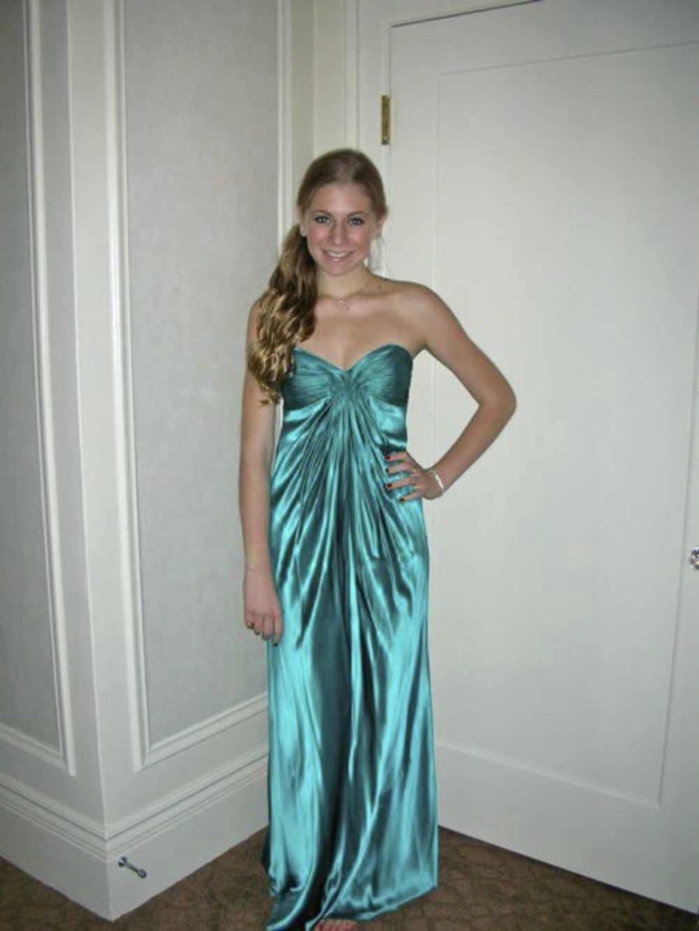 Laundry By Design Strapless Teal Satin Gown